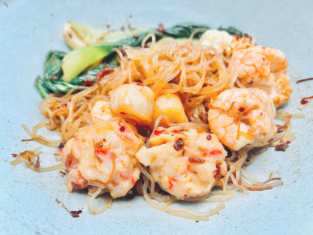Glass Noodles with Seafood in XO and Sweet Soy Sauce
